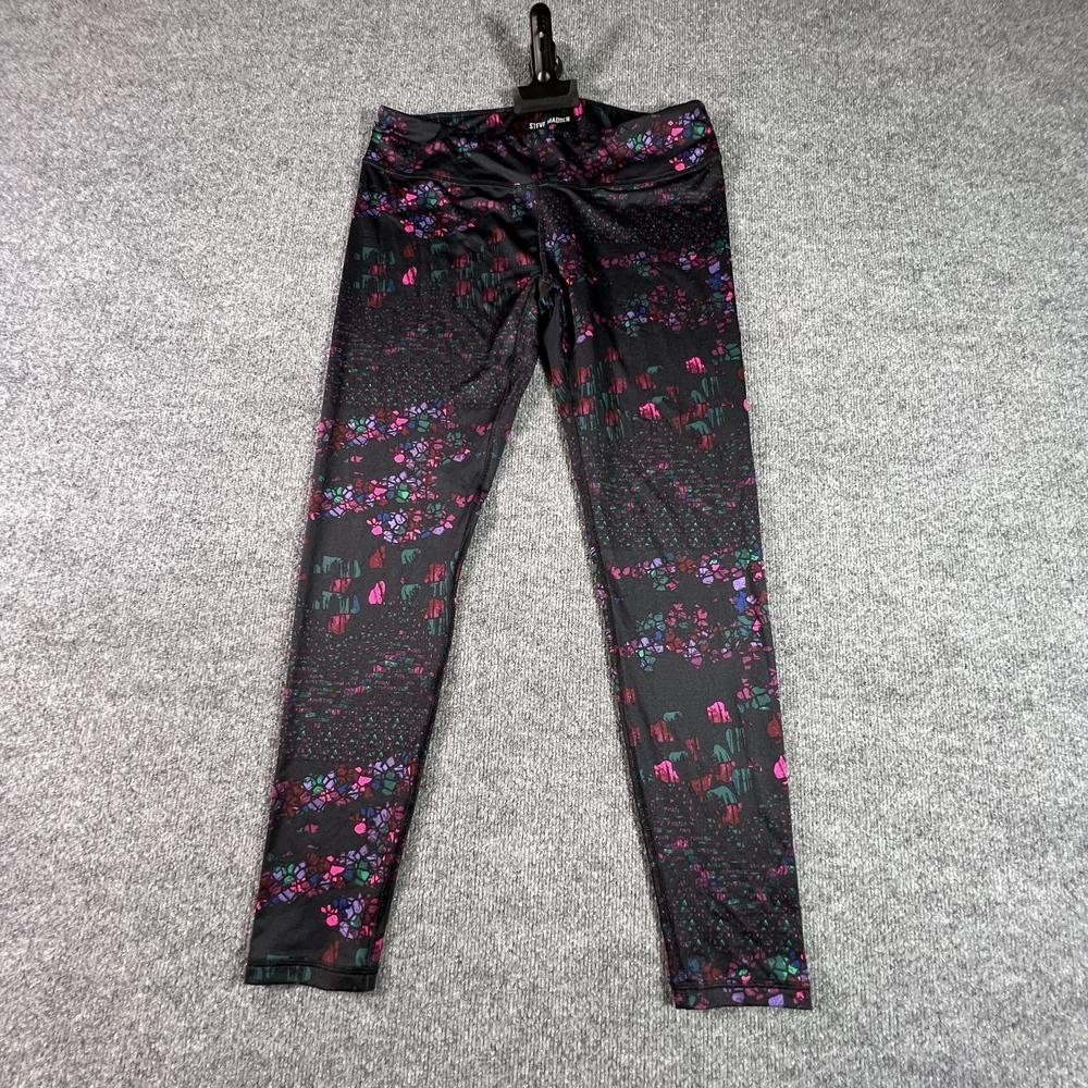 Steve Madden Quick Dry Leggings Women's L Black Floral Jegging Running Workout